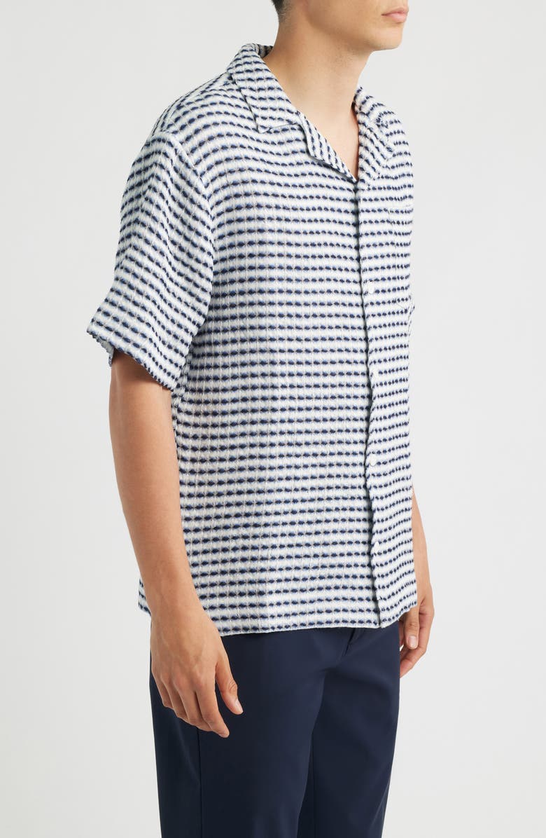 CHÉ Riita Waffle Linen Camp Shirt, Alternate, color, Blue