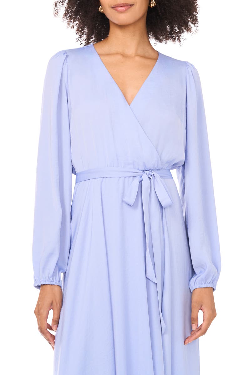 Vince Camuto Wrap Front Long Sleeve Maxi Dress, Alternate, color, French Blue