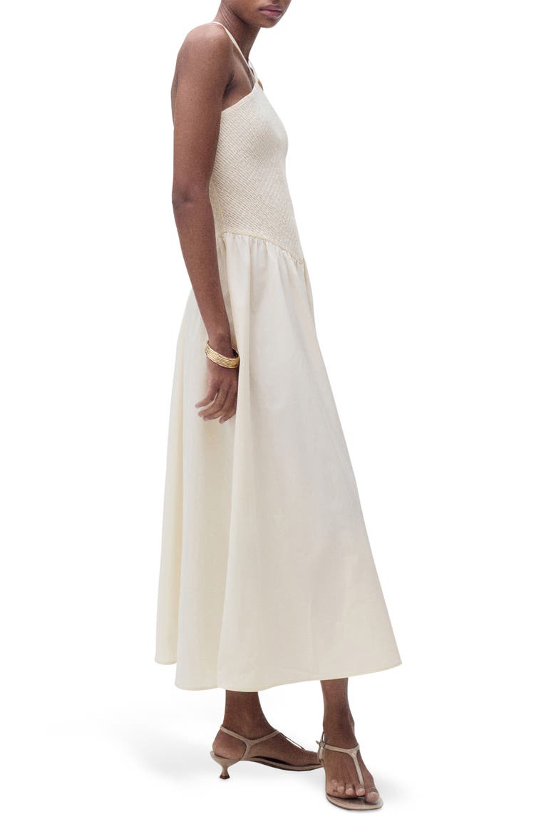 Smocked Sleeveless Midi Dress, Alternate, color, ECRU