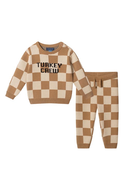 Halloween Checkered Sweater and Pants Set