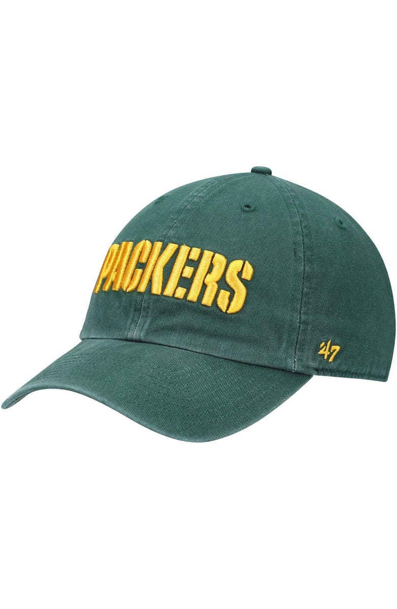 '47 Men's '47 Green Green Bay Packers Clean Up Script Adjustable Hat, Main, color, Green