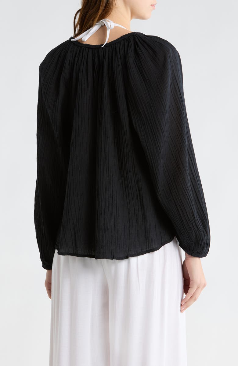 Elan Cotton Gauze Cover-Up Shirt, Alternate, color, Black