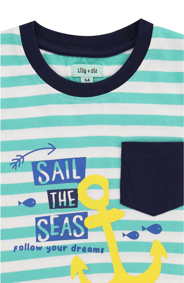 Lilly + Sid Organic Cotton Sail The Seas Slogan T-Shirt, Alternate, color, Green