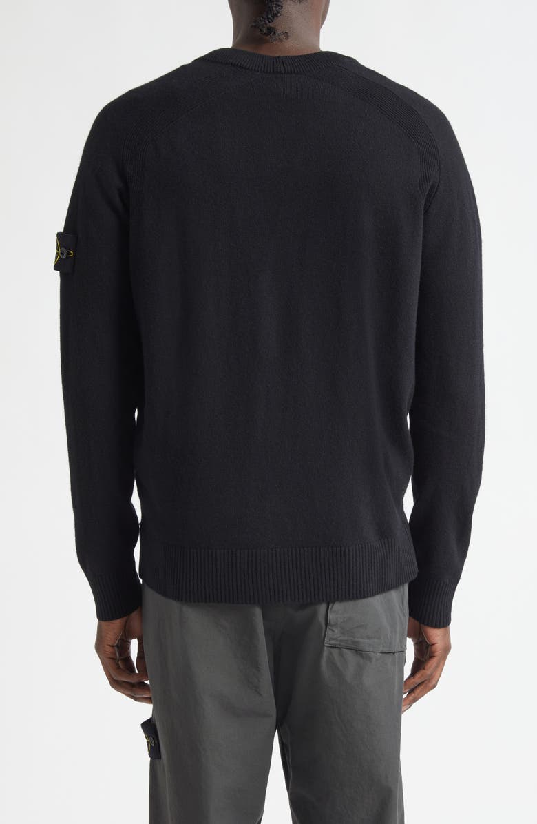 Stone Island Compass Logo Patch Virgin Wool Cardigan, Alternate, color, V0029 Black