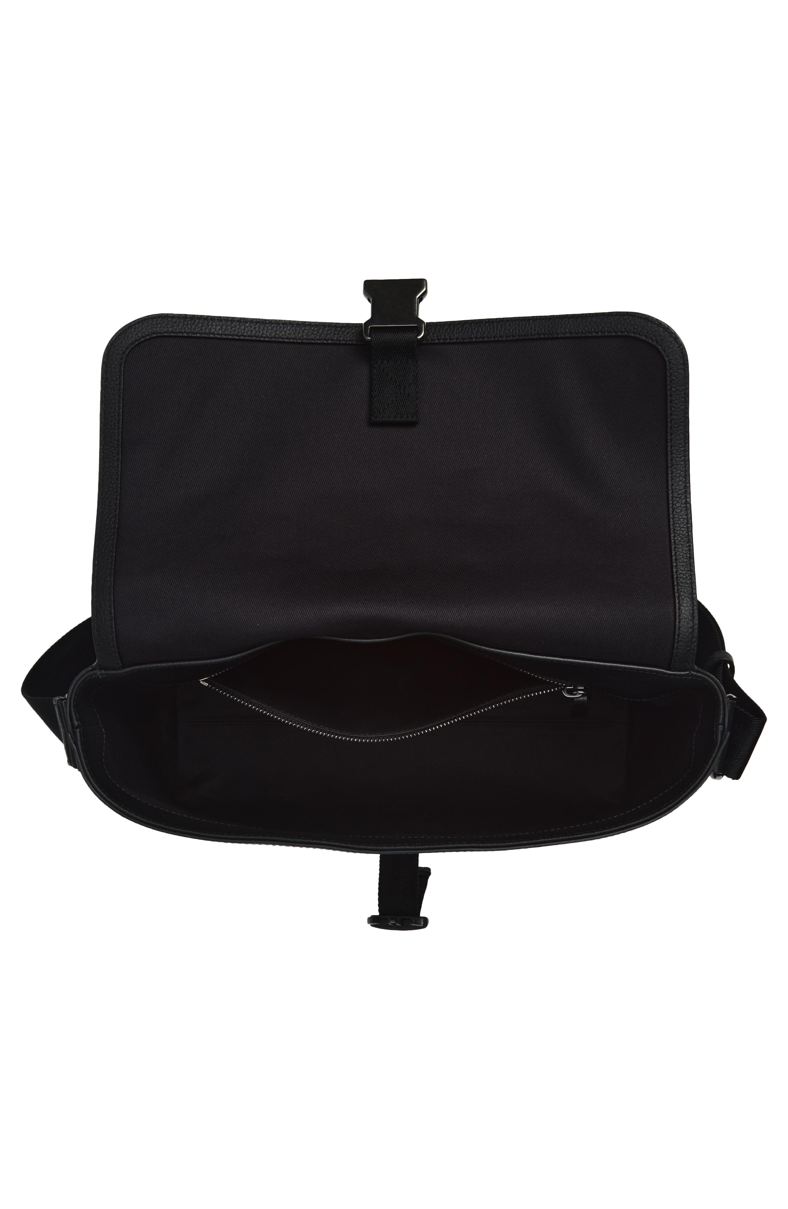 Medium City Check Clip Coated Canvas Messenger Bag, Alternate, color, IRON