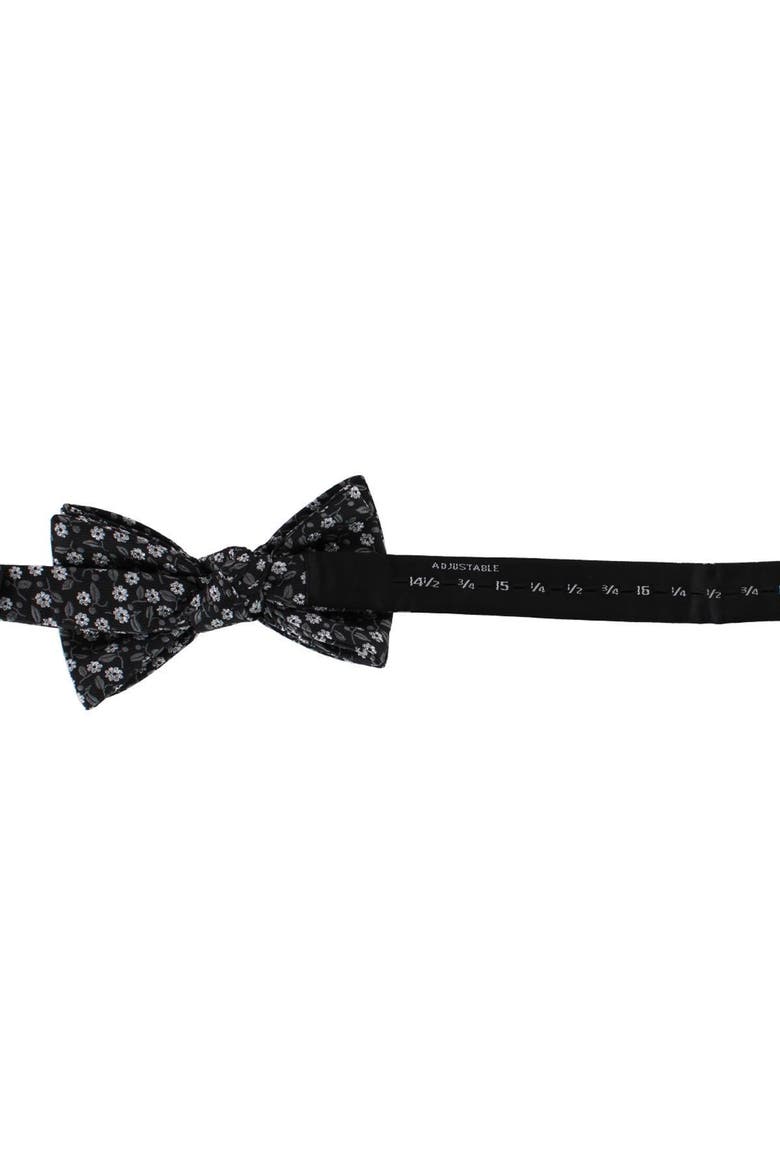 Metallic Flowers and Leaves Bowtie, Alternate, color, Black