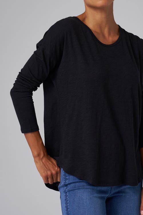 Franne Golde Slub Jersey Relaxed Long Sleeve Tee In Black