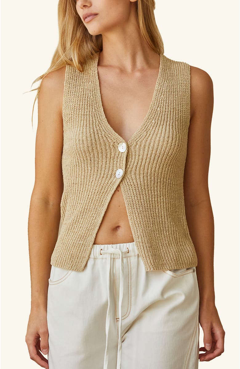CRESCENT Beachy Sweater Vest, Main, color, Beige