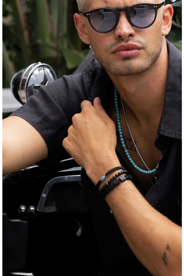 Matte Onyx and Black CZ Diamond Wristband, Alternate, color, Black