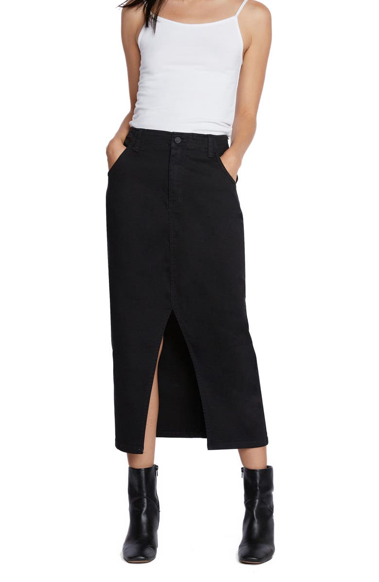 Wash Lab Denim Daily Slit Denim Midi Skirt, Alternate, color, Black Sky