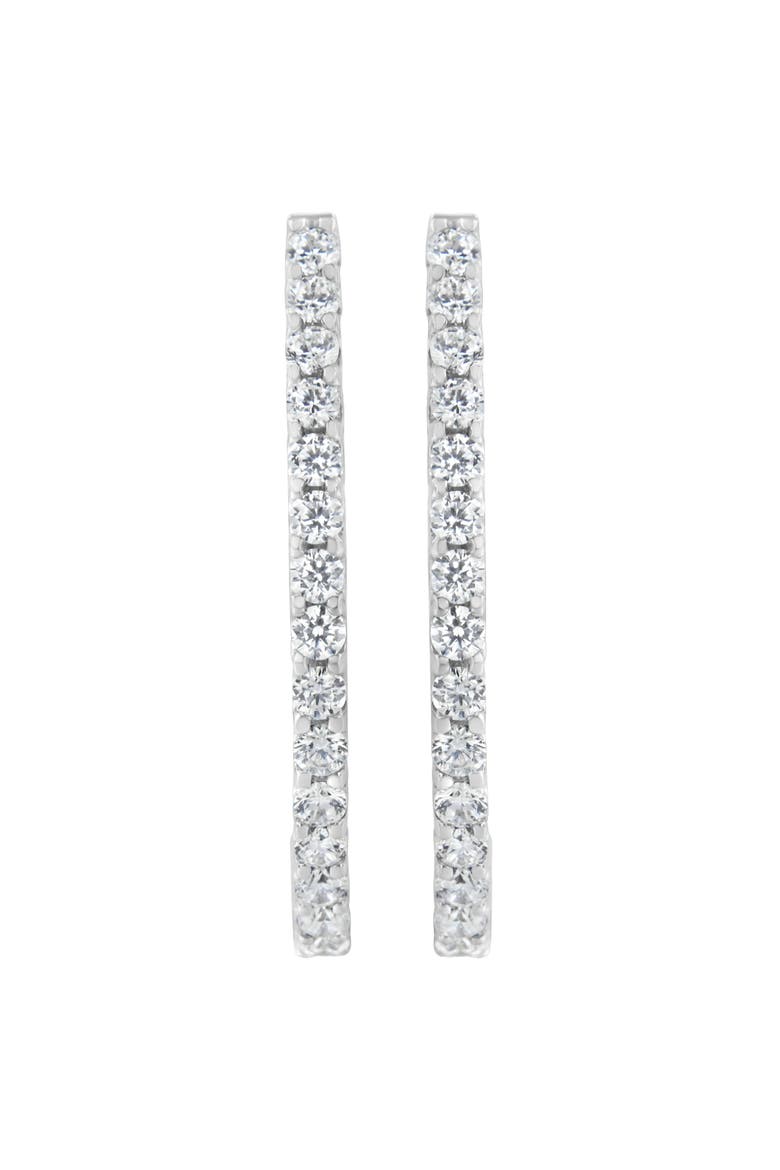 14K White Gold 2.0 Cttw Diamond Oblong Hinged Hoop Earrings, Main, color, White