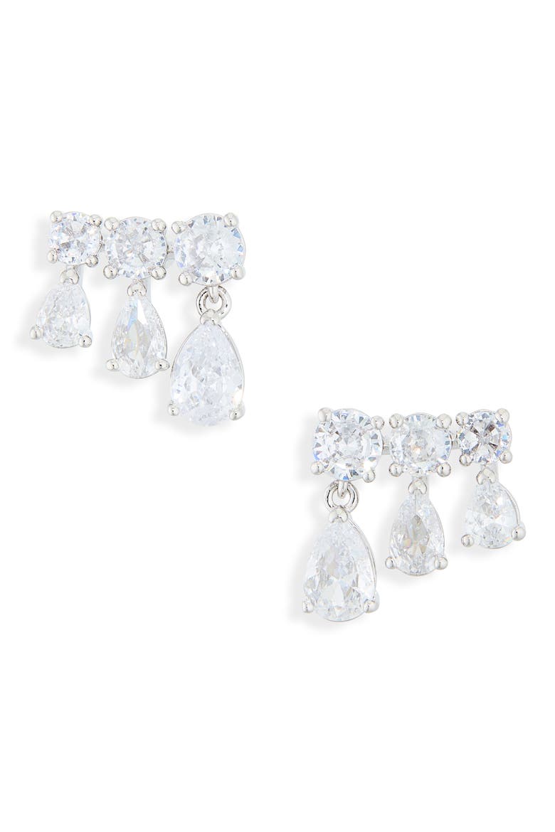 Blythe Cubic Zirconia Drop Earrings, Main, color, RHODIUM