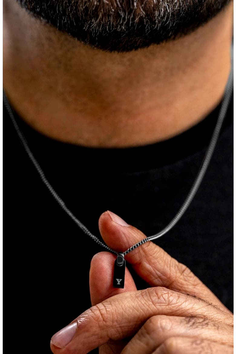 Initial Tag Necklace, Alternate, color, BLACK - M