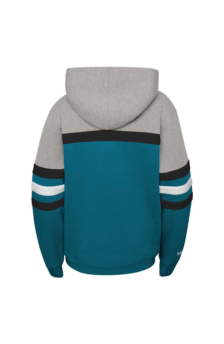 Mitchell & Ness Youth Mitchell & Ness Teal San Jose Sharks Head Coach Pullover Hoodie, Alternate, color, Teal