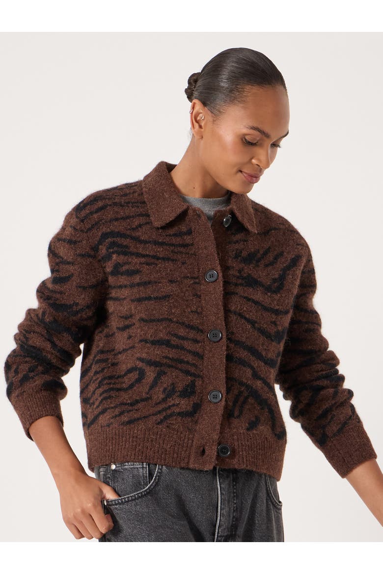 Wool Blend Jacquard Shirt Jacket, Main, color, Dark Brown