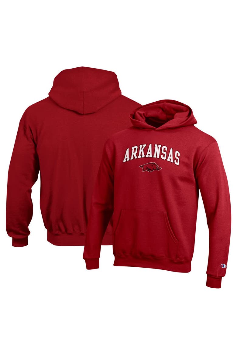 Youth Champion Cardinal Arkansas Razorbacks Campus Pullover Hoodie, Main, color, Cardinal