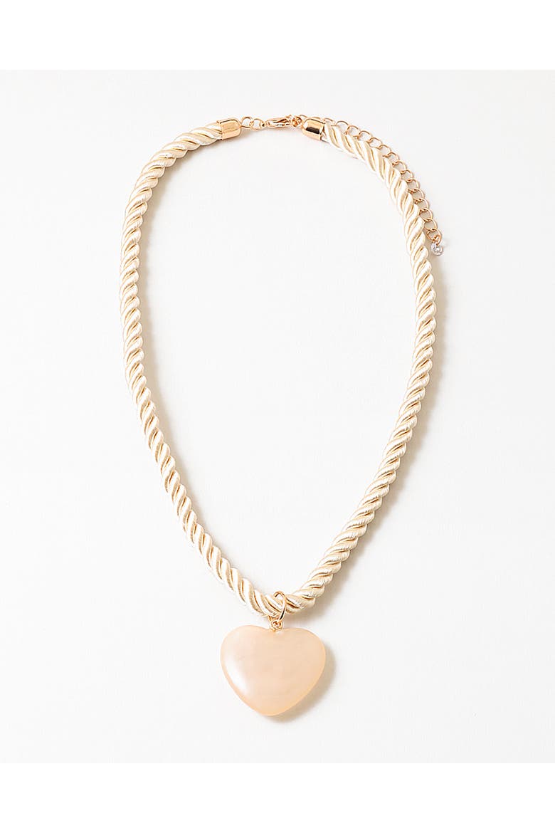 Cream Silk Cord and Heart Necklace, Main, color, Beige
