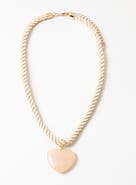 Erin McDermott Jewelry Cream Silk Cord and Heart Necklace