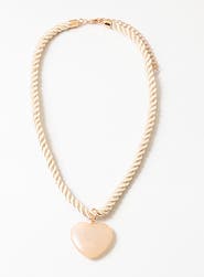 Erin McDermott Jewelry Cream Silk Cord and Heart Necklace