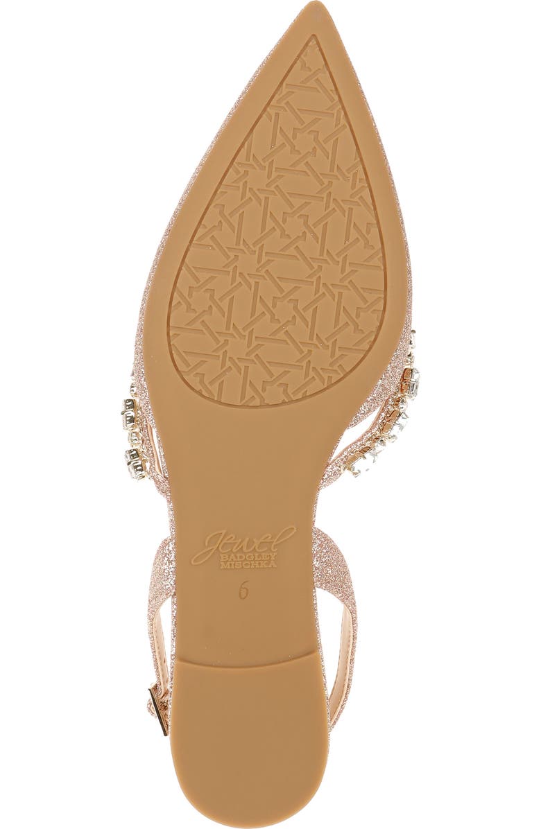 Jewel Badgley Mischka Camden Pointed Toe Slingback Flat, Alternate, color, Rose Gold