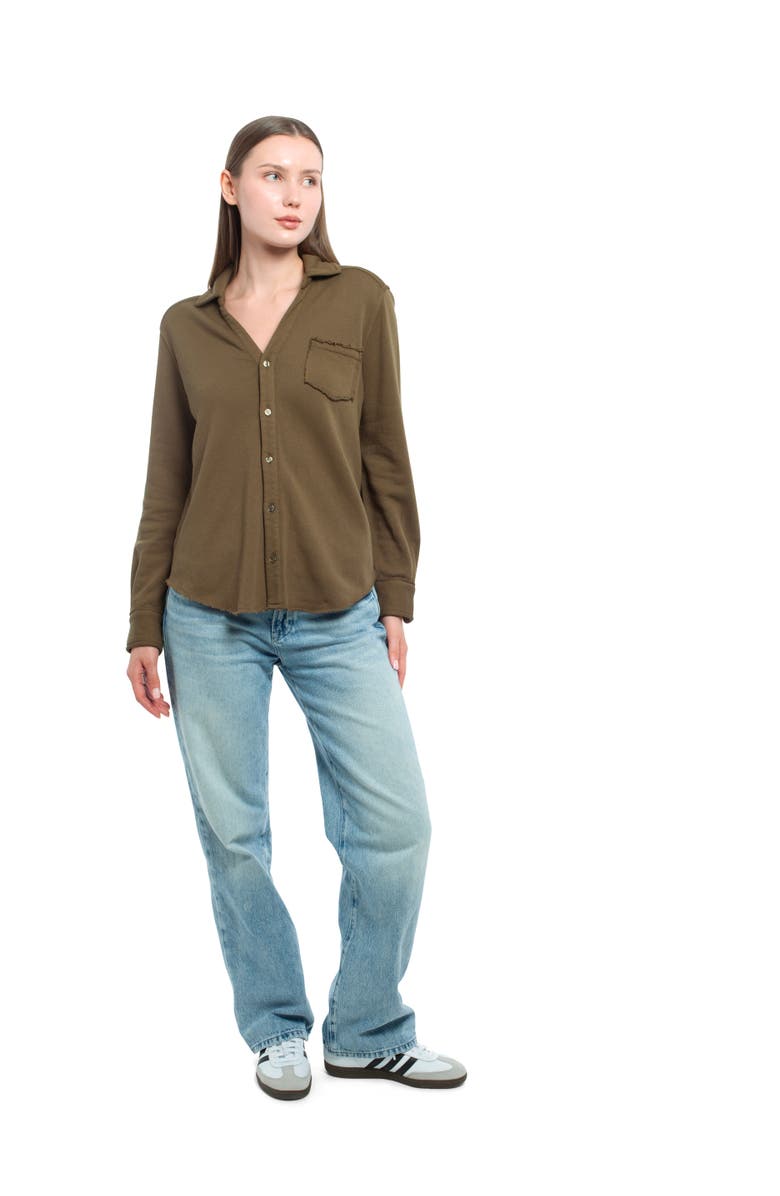 WILT Clothing Button Front Sweatshirt, Alternate, color, Dark Olive