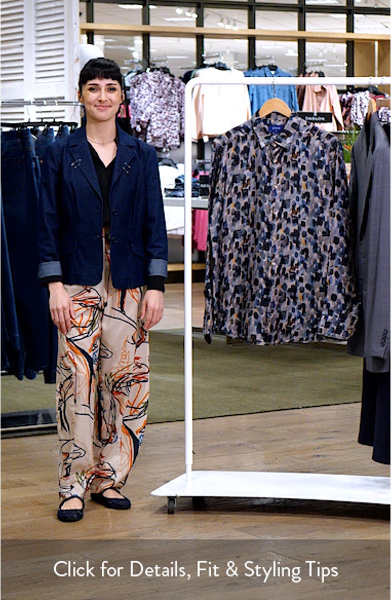 Slim Fit Geometric Print Silk Dress Shirt, sales video thumbnail