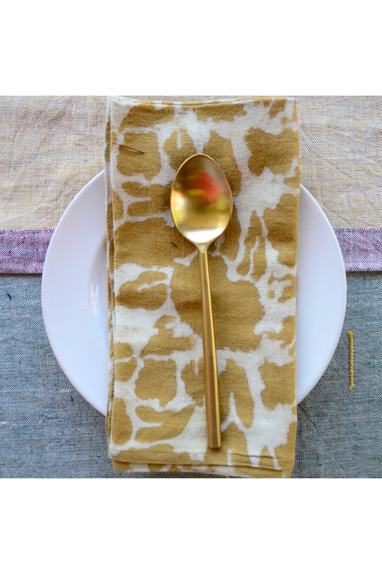 Yan Mustard Block Print Napkins - Set of 4, Alternate, color, Mustard