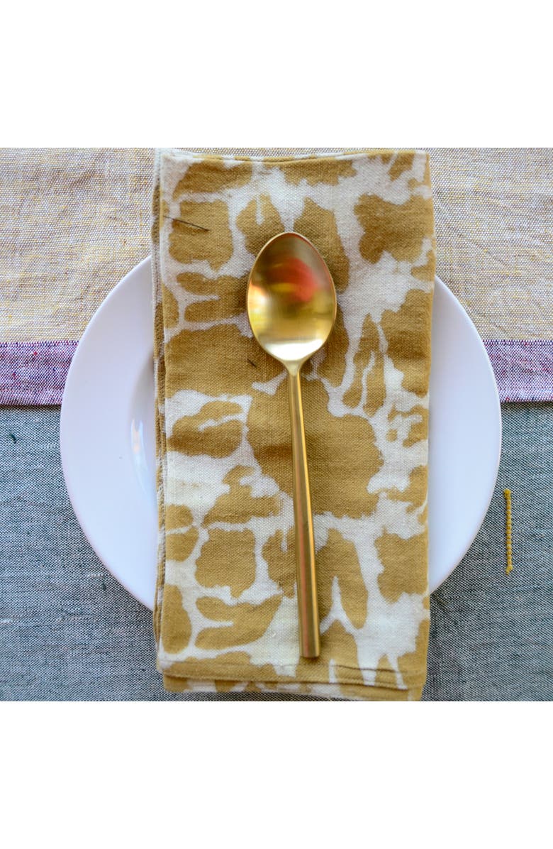 Ichcha Yan Mustard Block Print Napkins - Set of 4, Alternate, color, Mustard