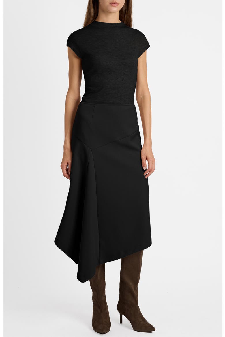Myna Asymmetrical Midi-Length Skirt, Alternate, color, Onyx
