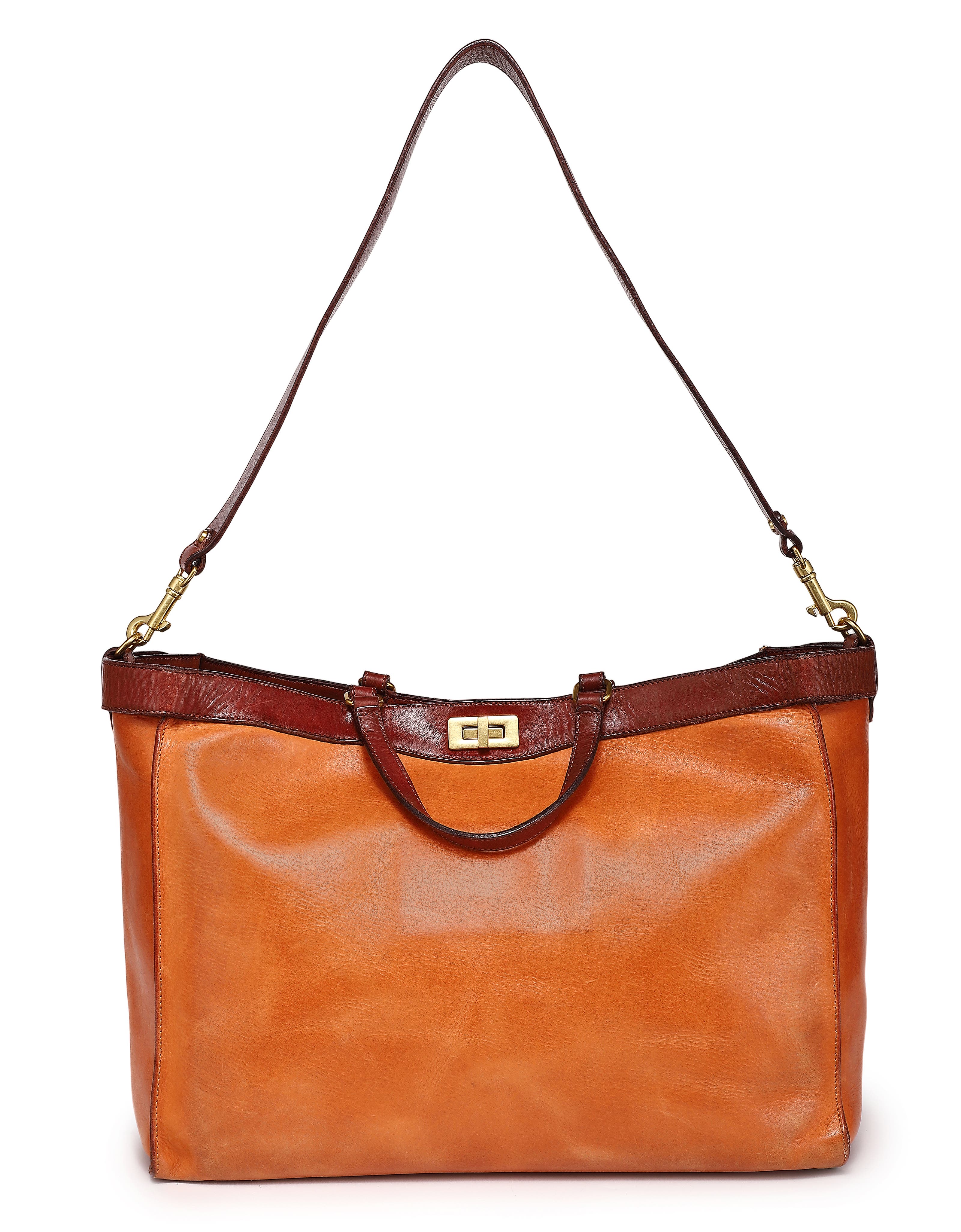 OLD TREND Ixia Genuine Leather Jet Set Travel Tote, Alternate, color, Caramel