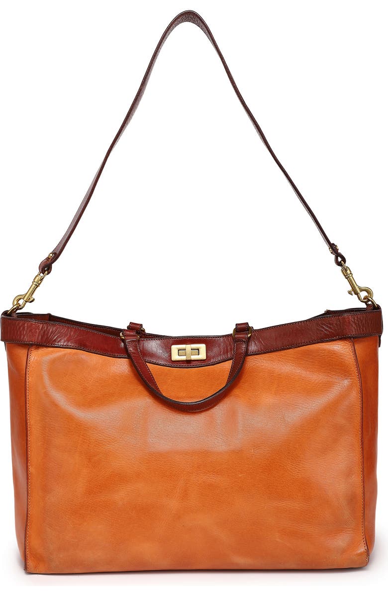 OLD TREND Ixia Genuine Leather Jet Set Travel Tote, Alternate, color, Caramel
