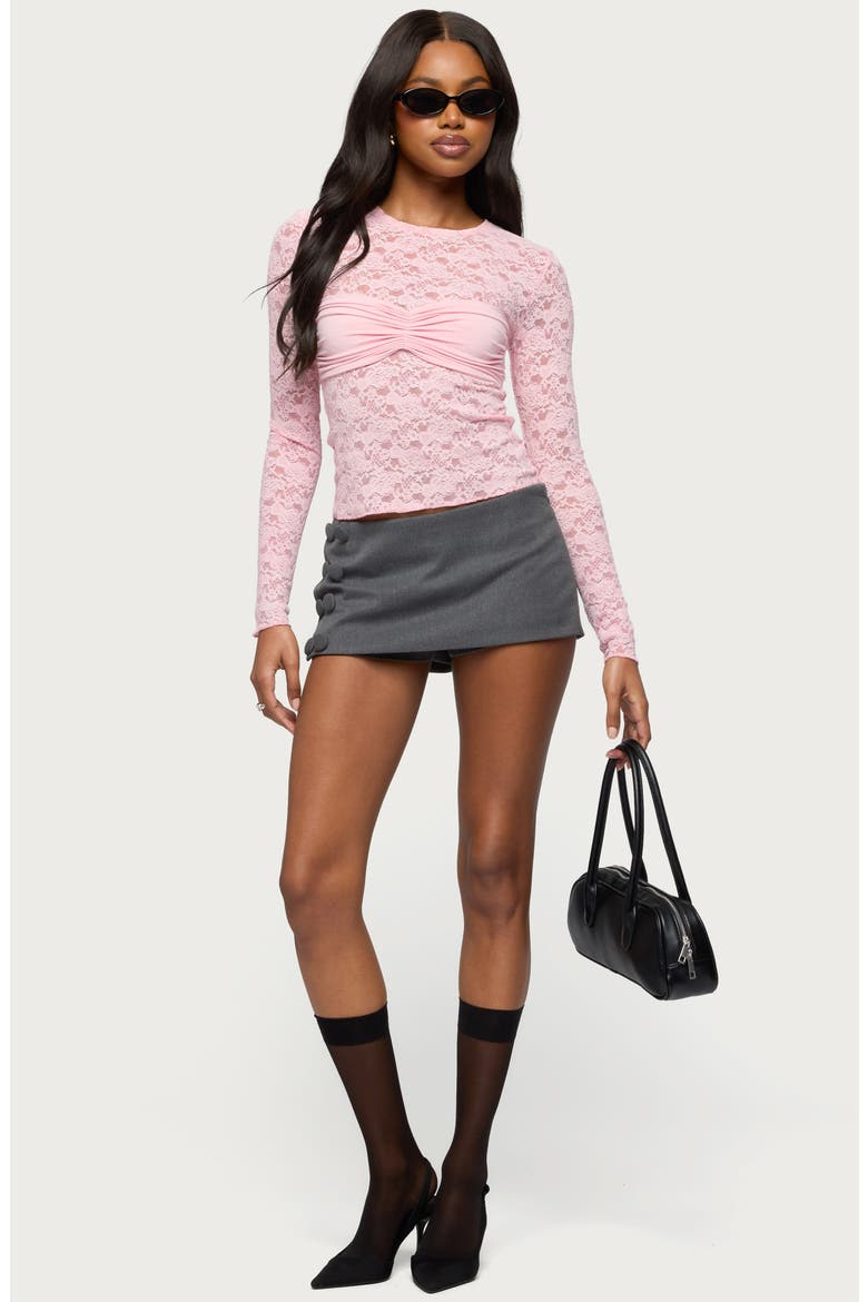 Rosette Bandeau Sheer Lace Top, Alternate, color, LIGHT-PINK
