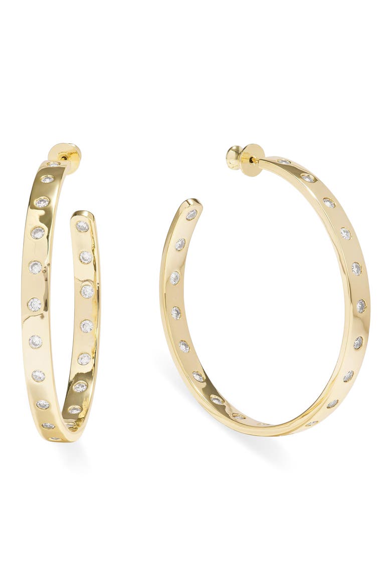 Ashley Rodeo Cubic Zirconia Hoop Earrings, Main, color, GOLD-WHITE