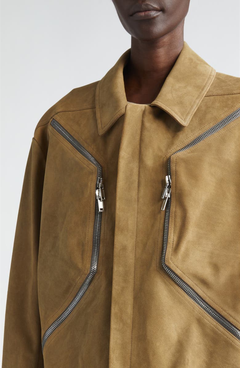 Rick Owens Temple Heizer Mac Suede Jacket, Alternate, color, Sumi Brown