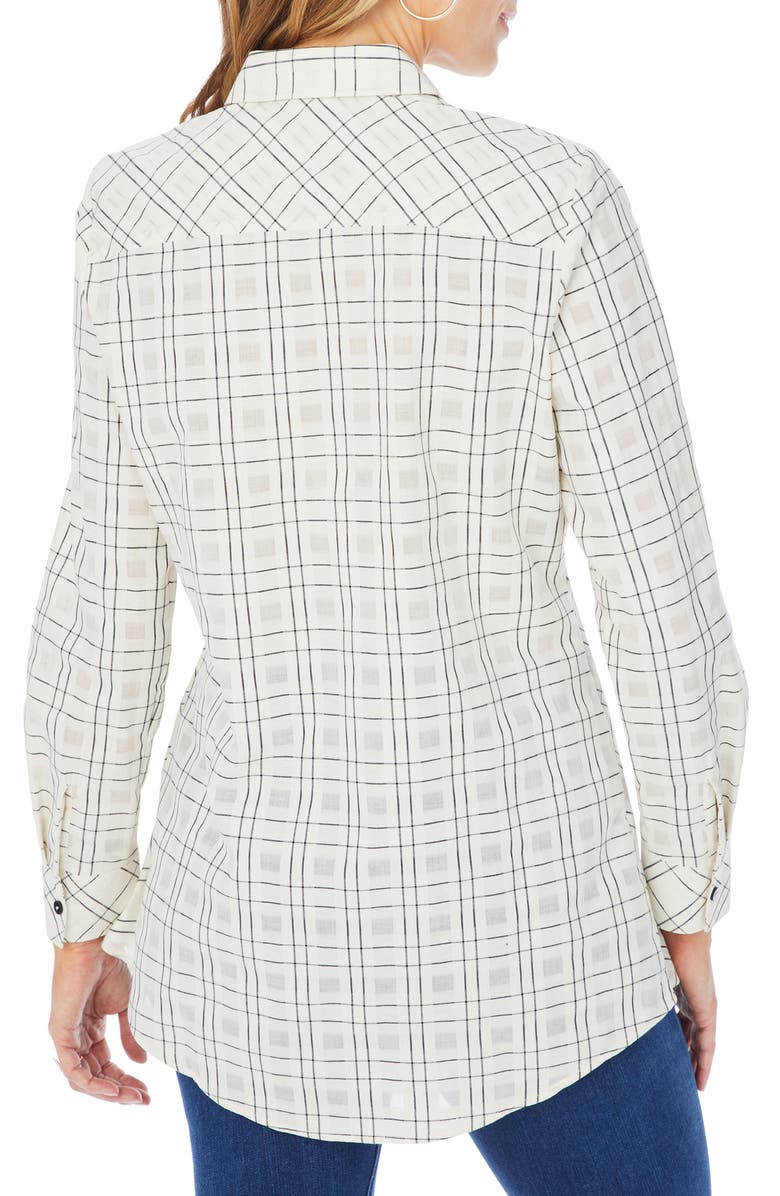 Foxcroft Cici Plaid Cotton Tunic, Alternate, color,