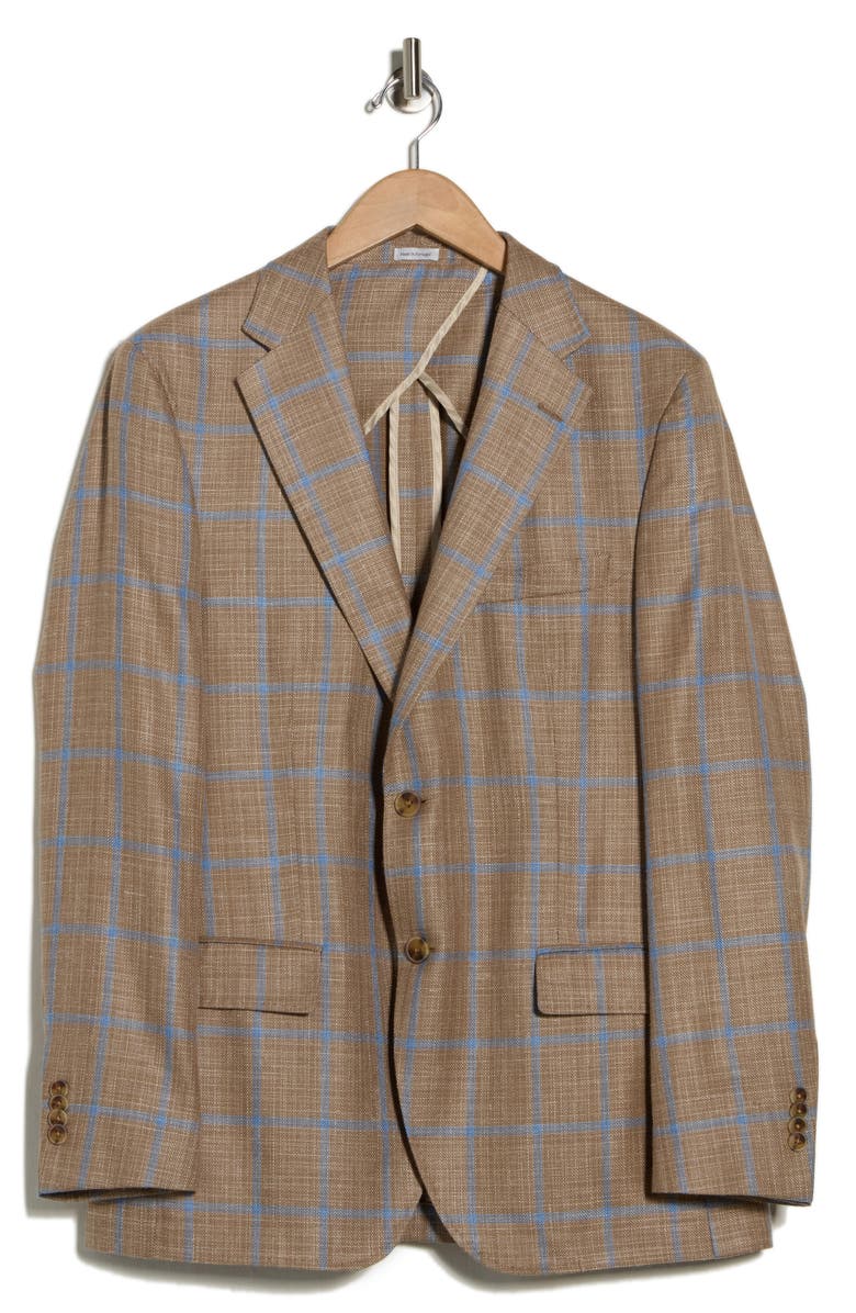Peter Millar Windowpane Wool Blend Sport Coat, Alternate, color, Tan