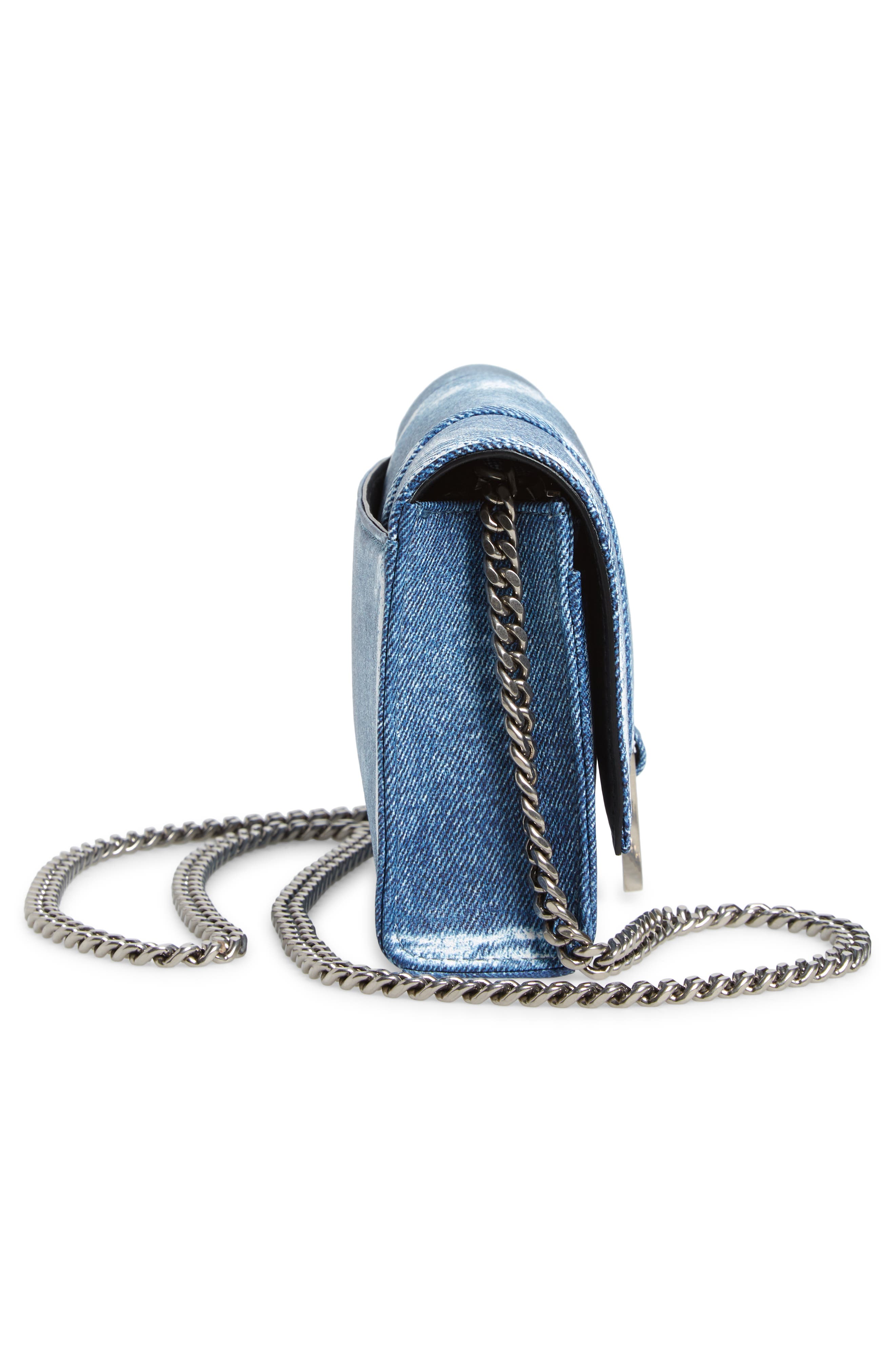 Hourglass Leather Wallet on a Chain, Alternate, color, DENIM BLUE