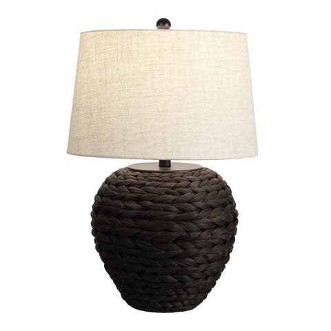 Alaro Farmhouse Coastal Water Hyacinth Basket LED Table Lamp
