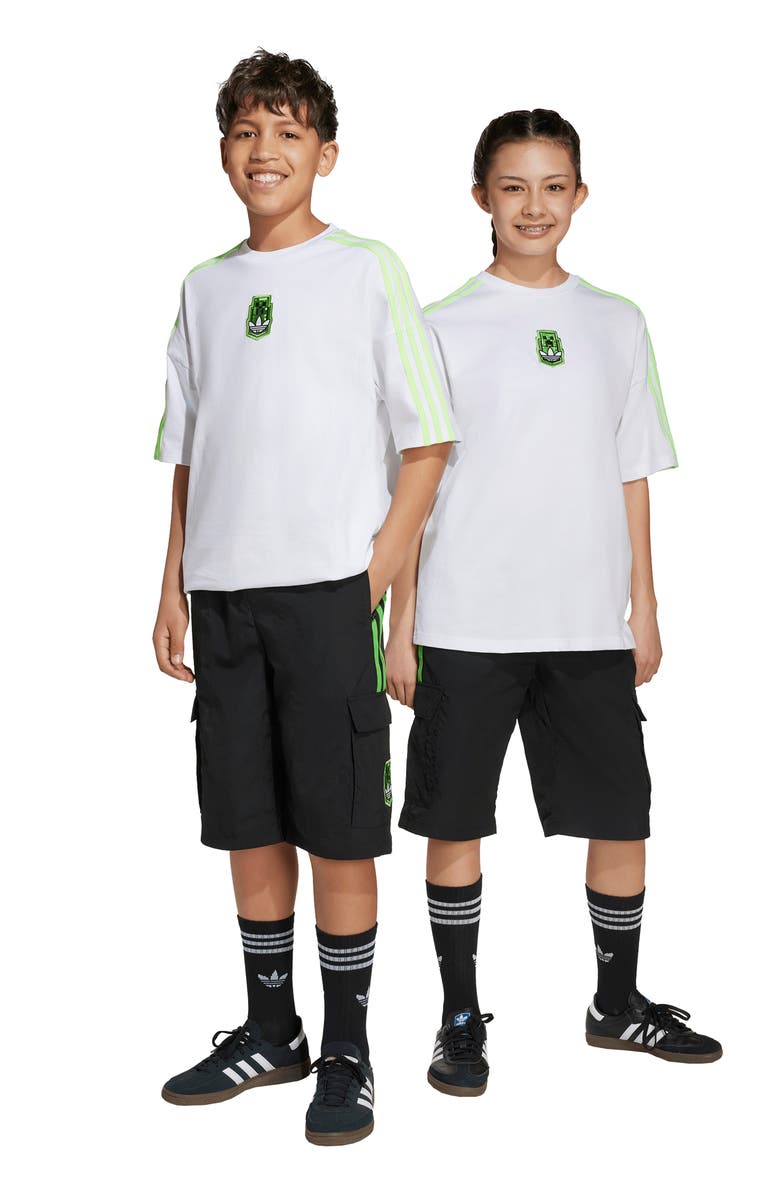 adidas Originals Kids' x Minecraft Drawstring Cargo Shorts, Alternate, color,