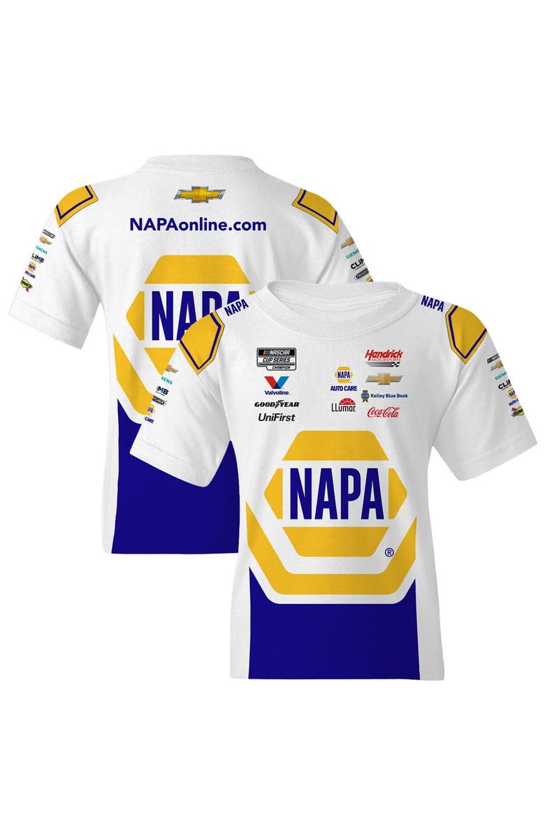 HENDRICK MOTORSPORTS TEAM COLLECTION Youth Hendrick Motorsports Team Collection  White Chase Elliott NAPA Uniform T-Shirt, Alternate, color, White
