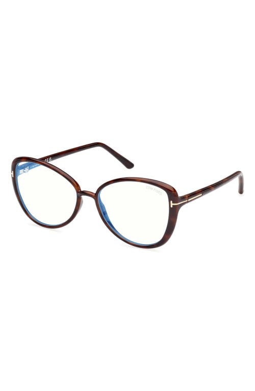Tom Ford 55mm Butterfly Blue Light Blocking Optical Glasses In Multi