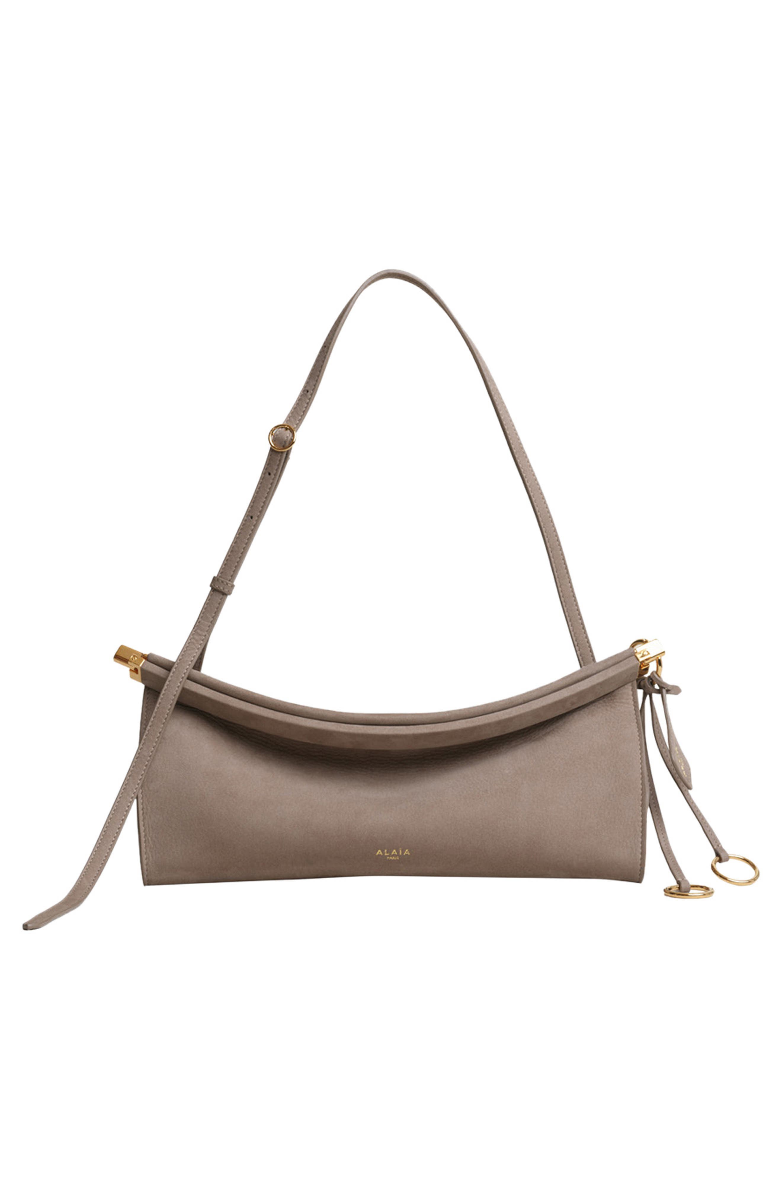 Medium Le Click East/West Nubuck Shoulder Bag, Main, color, BRUME