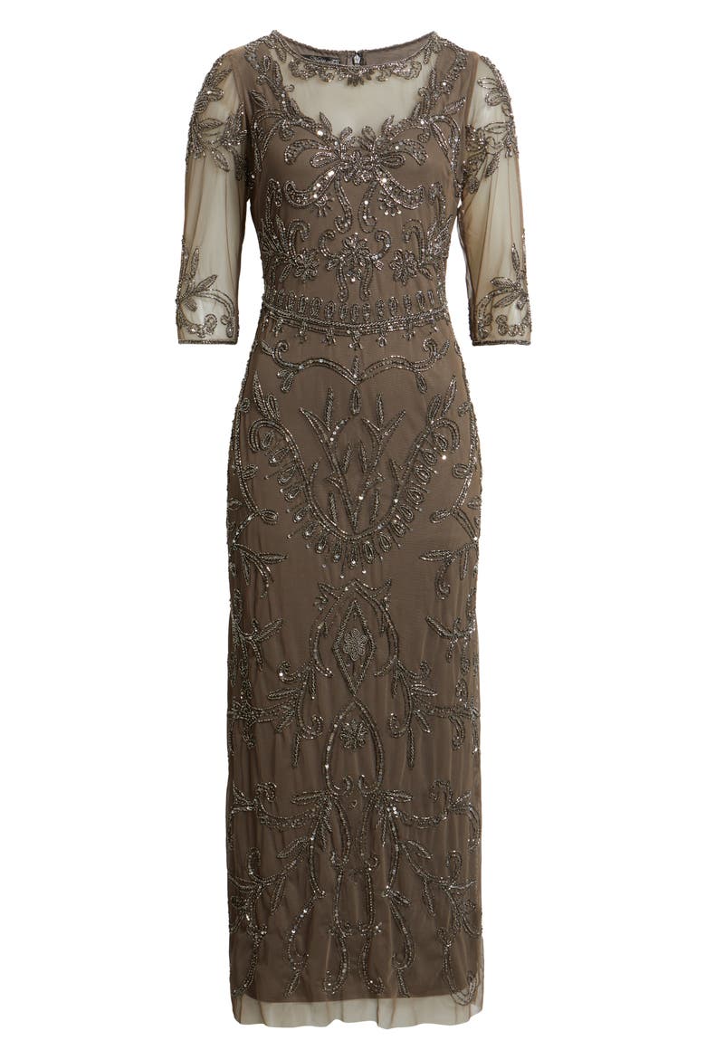 Sequin Illusion Gown, Alternate, color, ALUMINUM