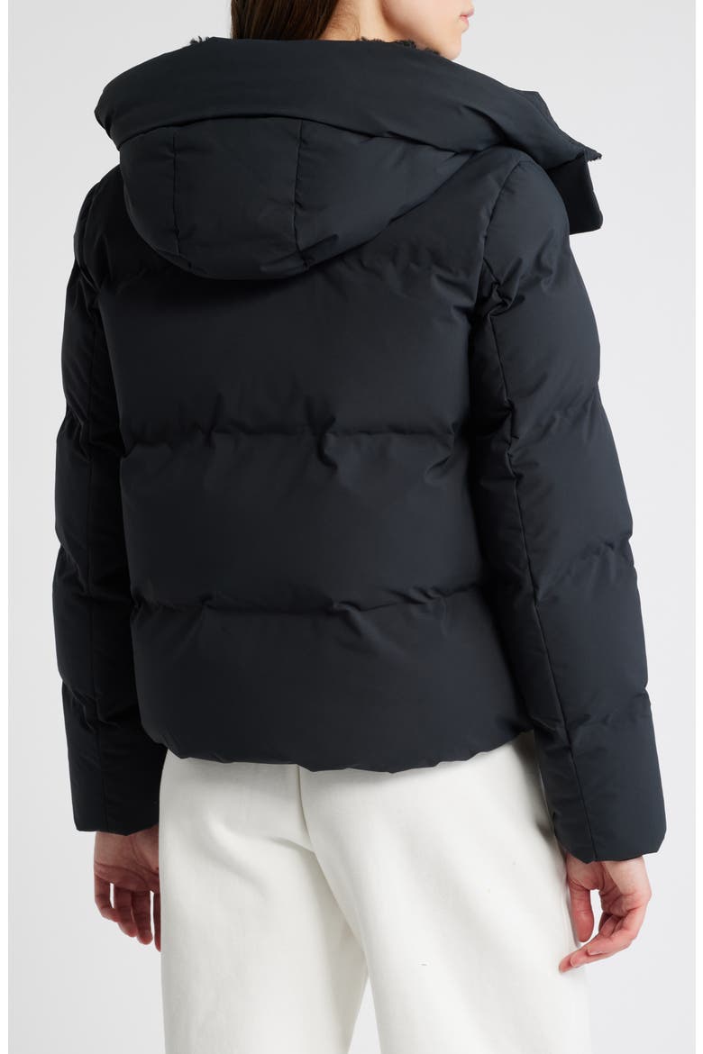 Calliope Water Resistant Faux Shearling Trim Puffer Jacket, Alternate, color, BLACK