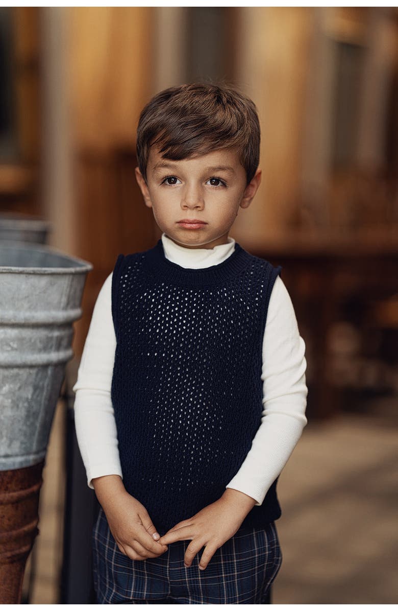 Mr. Mr. Boy Crochet Knit Sleeveless Vest, Alternate, color, Dark Navy