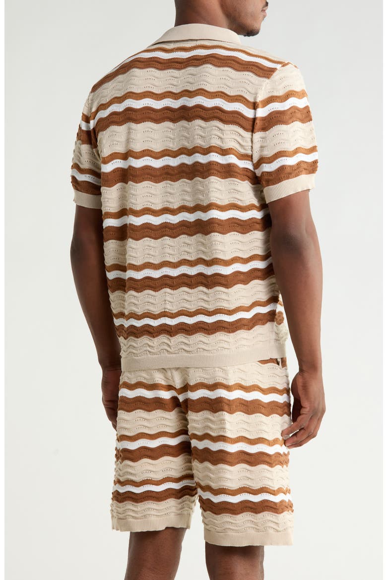 Textured Stripe Sweater Polo, Alternate, color, CREAM