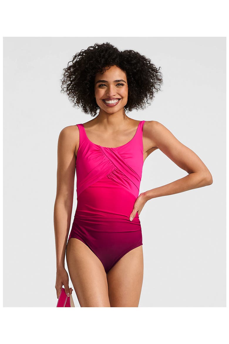 D-Cup Slender Carmela Tummy Control Chlorine Resistant Scoop Neck One Piece Swimsuit, Alternate, color, Riviera Rose Ombre