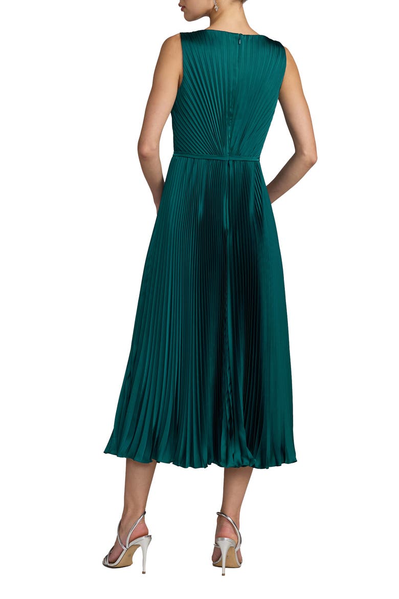 Petite Sleeveless High Neck Pleated Midi Dress, Alternate, color, Ocean Blue