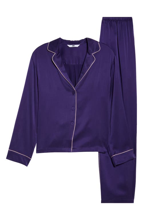 Lunya Piped Washable Silk Pajamas In Purple