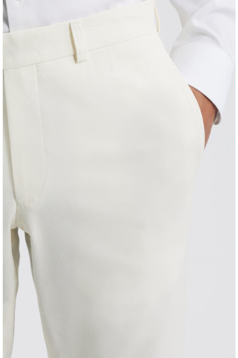 Piero Flat Front Stretch Cotton & Wool Pants, Alternate, color, OFF WHITE
